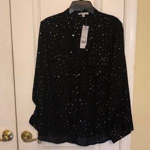 Notations woman’s blk/silver polka dot roll tab